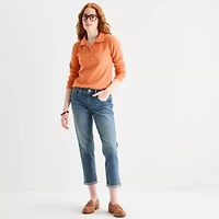 St. John's Bay Womens Long Sleeve Polo Shirt