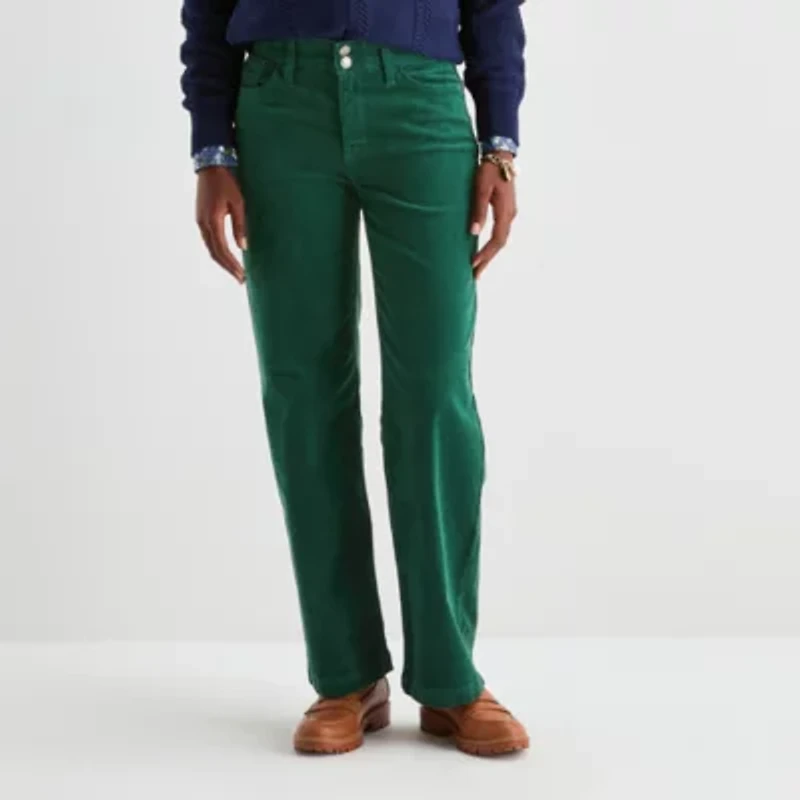St. John's Bay Womens High Rise Wide Leg Corduroy Pant