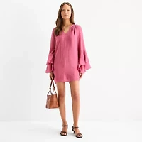 a.n.a Womens Long Sleeve Peasant Dress