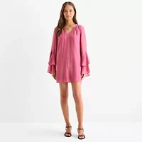 a.n.a Womens Long Sleeve Peasant Dress