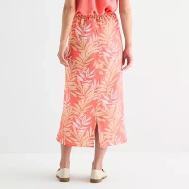 Liz Claiborne Womens Mid Rise Midi A-Line Skirt