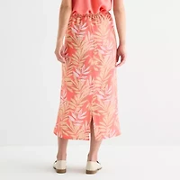 Liz Claiborne Womens Mid Rise Midi A-Line Skirt