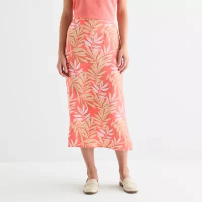 Liz Claiborne Womens Mid Rise Midi A-Line Skirt