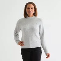 Liz Claiborne Womens Crew Neck Long Sleeve Pullover Sweater