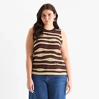a.n.a Womens Crew Neck Plus Striped Sweater Vest