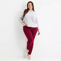 Liz Claiborne Plus Womens Crew Neck Long Sleeve Pullover Sweater