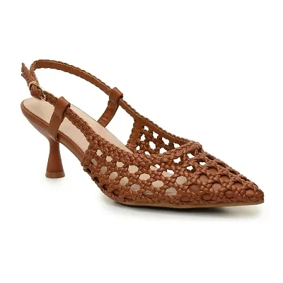 Nicole Miller Knotty Womens Pointed Closed Toe Kitten Heel Pumps