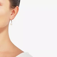 Womens Diamond Accent Natural White Cultured Freshwater Pearl 10K White Gold Drop Earrings