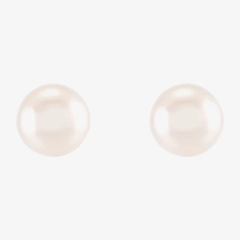 White Cultured Freshwater Pearl 10K Gold 6mm Ball Stud Earrings