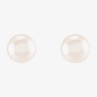 White Cultured Freshwater Pearl 10K Gold 6mm Ball Stud Earrings