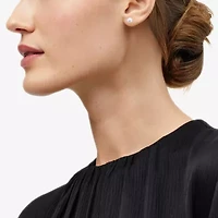 White Cultured Freshwater Pearl 10K Gold 6mm Ball Stud Earrings