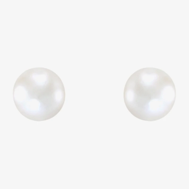 White Cultured Freshwater Pearl 14K Gold 3mm Ball Stud Earrings