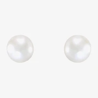 White Cultured Freshwater Pearl 14K Gold 3mm Ball Stud Earrings