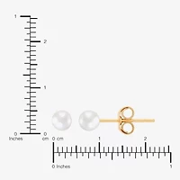 White Cultured Freshwater Pearl 14K Gold 3mm Ball Stud Earrings
