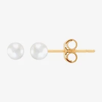 White Cultured Freshwater Pearl 14K Gold 3mm Ball Stud Earrings