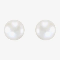 White Cultured Freshwater Pearl 14K Gold 6.5mm Ball Stud Earrings