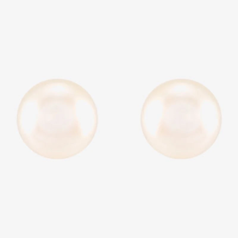 White Cultured Freshwater Pearl 14K Gold 8mm Ball Stud Earrings