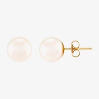 White Cultured Freshwater Pearl 14K Gold 8mm Ball Stud Earrings