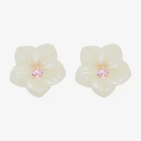 White Mother Of Pearl 14K Gold 10mm Flower Stud Earrings