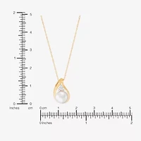Womens White Cultured Freshwater Pearl 10K Gold 18 Inch Pendant Necklace