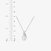 Womens Diamond Accent White Cultured Freshwater Pearl Pendant Necklace Set