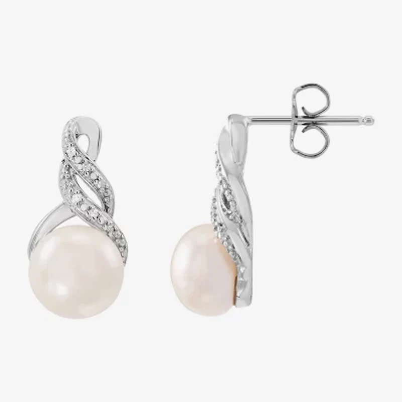 Womens Diamond Accent White Cultured Freshwater Pearl Pendant Necklace Set