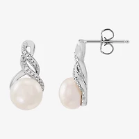 Womens Diamond Accent White Cultured Freshwater Pearl Pendant Necklace Set