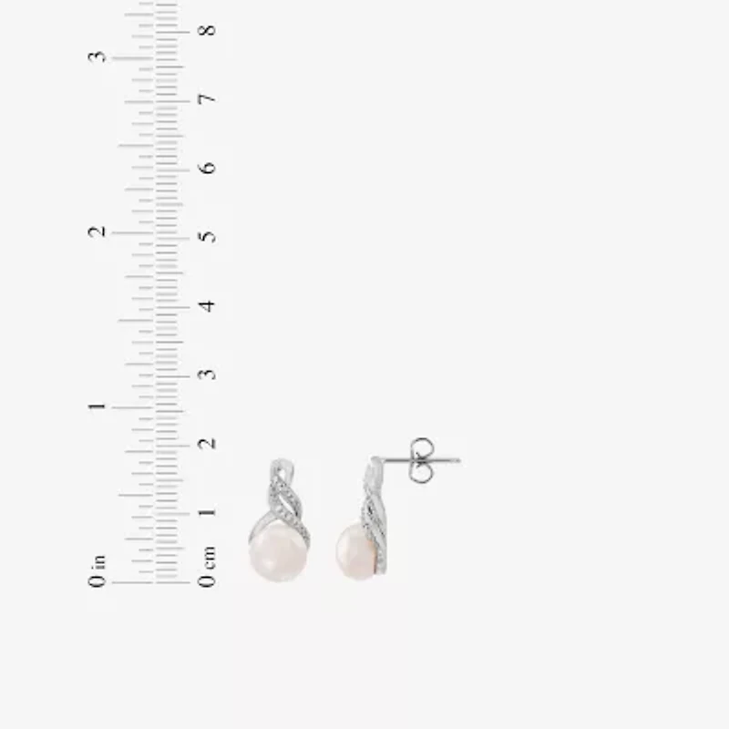 Womens Diamond Accent White Cultured Freshwater Pearl Pendant Necklace Set