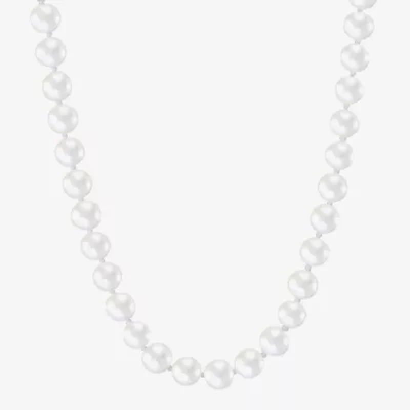 Womens White Sterling Silver 18 Inch Strand Necklace