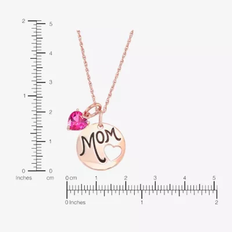Womens Lab Created Red Ruby 14K Rose Gold Over Silver 18 Inch Pendant Necklace
