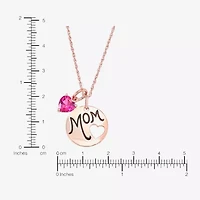 Womens Lab Created Red Ruby 14K Rose Gold Over Silver 18 Inch Pendant Necklace