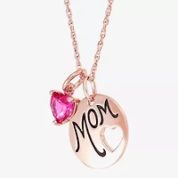 Womens Lab Created Red Ruby 14K Rose Gold Over Silver 18 Inch Pendant Necklace