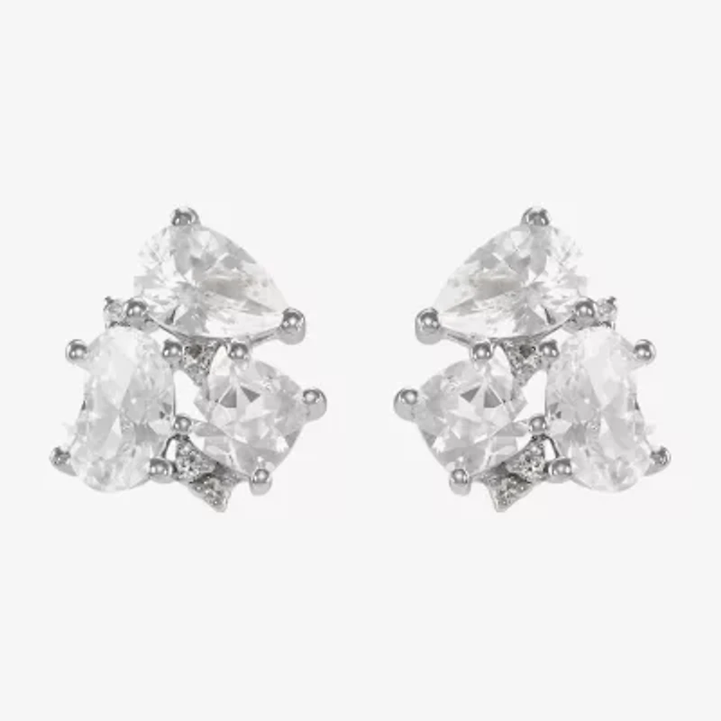 Lab Created White Sapphire Sterling Silver 10.5mm Stud Earrings