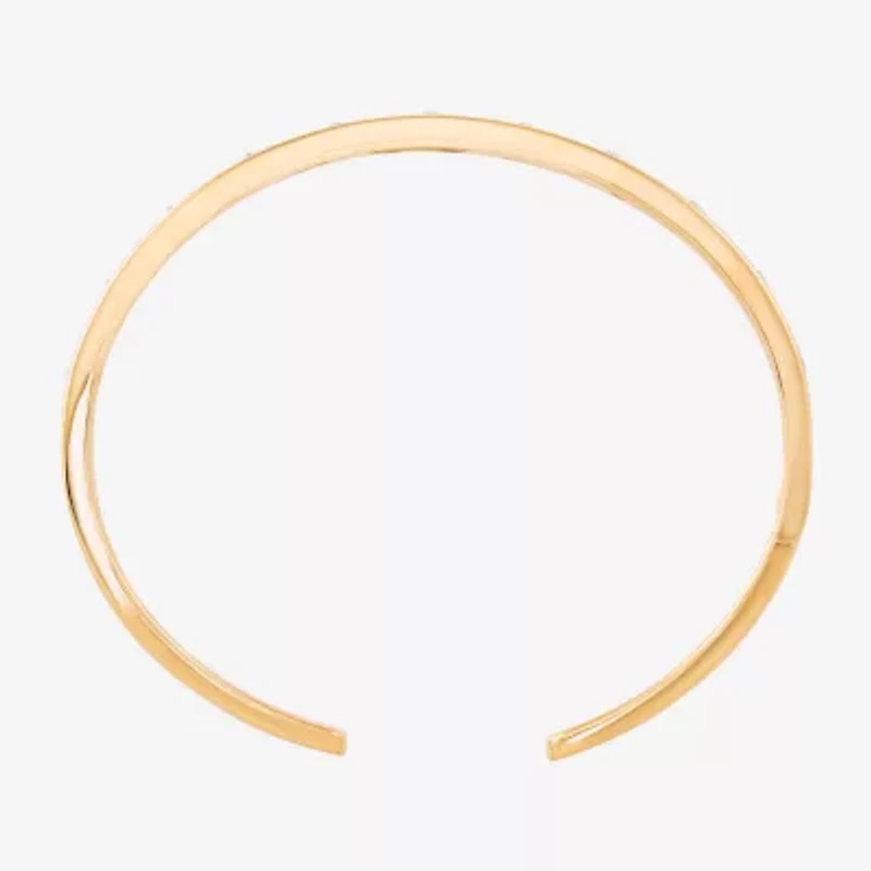 Womens White Sapphire 14K Gold Over Silver Cuff Bracelet