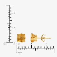 Genuine Orange Citrine 14K Gold 5mm Square Stud Earrings