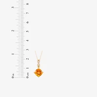 Womens Diamond Accent Genuine Orange Citrine 10K Gold 18 Inch Pendant Necklace