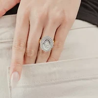 (Si2 / G) Womens 2 1/2 CT. T.W. Lab Grown White Diamond 10K Gold Oval Marquise Cluster Cocktail Ring