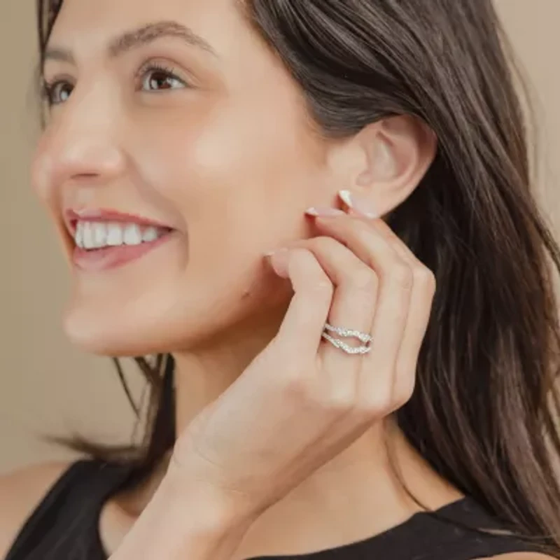 Womens 3/4 CT. T.W. Lab Grown White Diamond 10K Gold Ring Guard