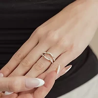 Womens 1/2 CT. T.W. Lab Grown White Diamond 10K Two Tone Gold Ring Guard