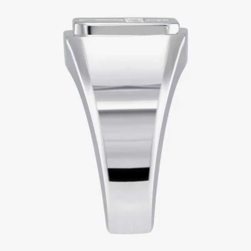 Mens Cubic Zirconia Sterling Silver Cross Signet Ring