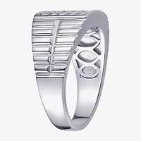 Mens Cubic Zirconia Sterling Silver Square Signet Ring