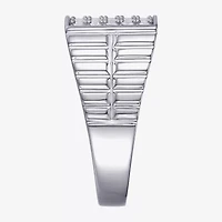 Mens Cubic Zirconia Sterling Silver Square Signet Ring