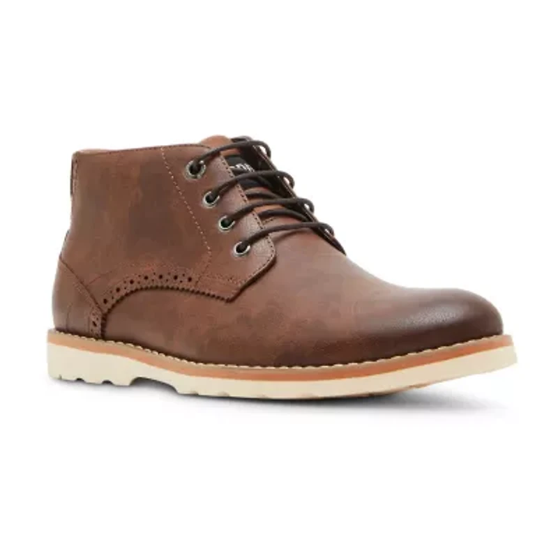 Steve Madden Mens Baxter Flat Heel Lace Up Boots