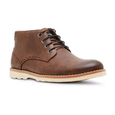 Steve Madden Mens Baxter Flat Heel Lace Up Boots