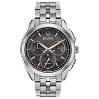 Bulova Curv Mens Silver Tone Stainless Steel Bracelet Watch 96a186