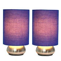 Simple Designs Gemini Colors 2 Pack Mini Touch Table Lamp Set with Fabric Shades