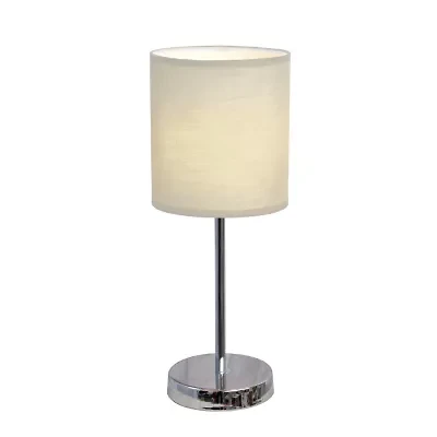Simple Designs Chrome Mini Basic Table Lamp with Fabric Shade