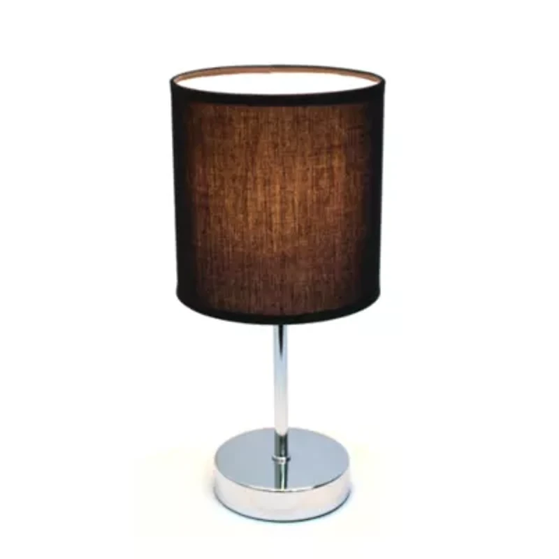 Simple Designs Chrome Mini Basic Table Lamp with Fabric Shade