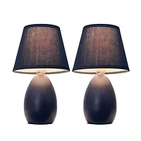 Simple Designs Mini Egg Oval Ceramic Table Lamp 2Pk Set