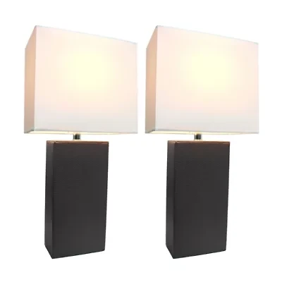 Elegant Designs 2 PK Modern Leather Table Lamps